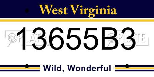 13655B3 West Virginia License Plate