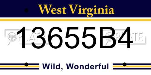 13655B4 West Virginia License Plate