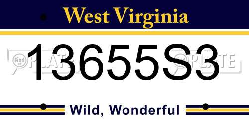 13655S3 West Virginia License Plate