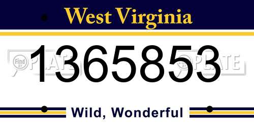 1365853 West Virginia License Plate