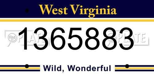 1365883 West Virginia License Plate