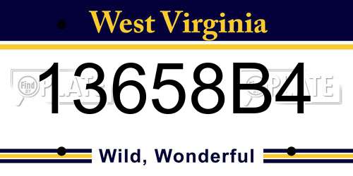 13658B4 West Virginia License Plate
