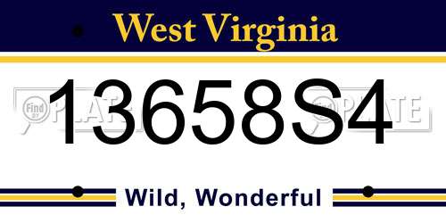 13658S4 West Virginia License Plate