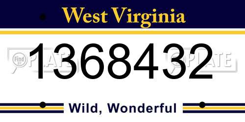 1368432 West Virginia License Plate