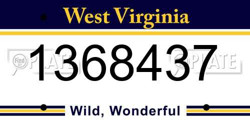 1368437 West Virginia License Plate