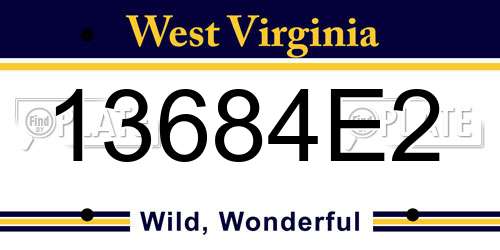 13684E2 West Virginia License Plate