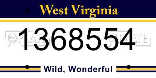 1368554 West Virginia License Plate