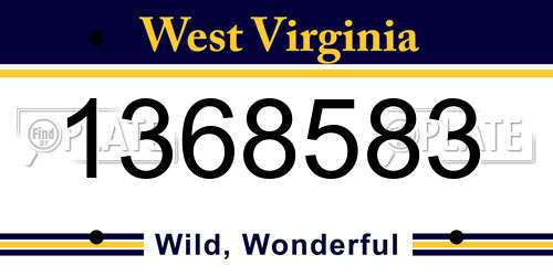 1368583 West Virginia License Plate