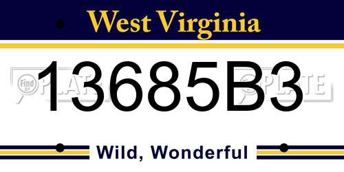13685B3 West Virginia License Plate