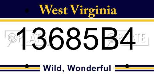 13685B4 West Virginia License Plate