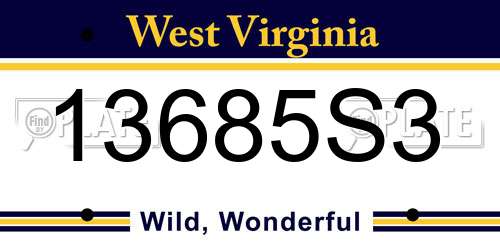 13685S3 West Virginia License Plate