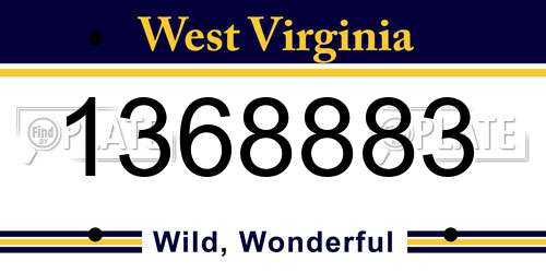 1368883 West Virginia License Plate