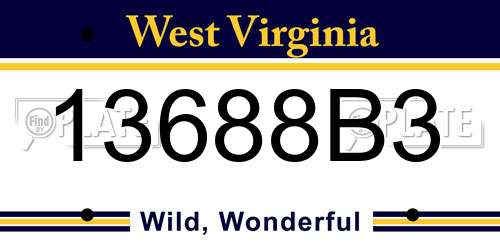 13688B3 West Virginia License Plate