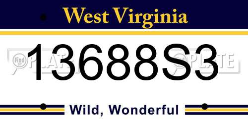 13688S3 West Virginia License Plate