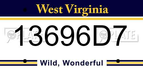 13696D7 West Virginia License Plate