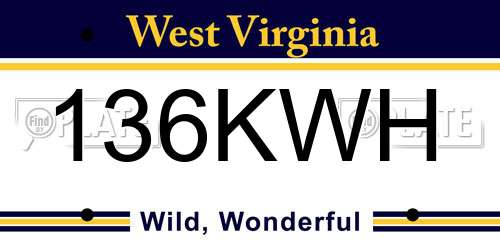 136KWH West Virginia License Plate