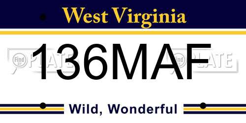 136MAF West Virginia License Plate
