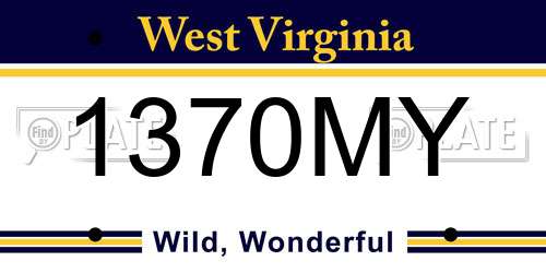 1370MY West Virginia License Plate