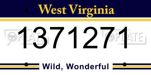 1371271 West Virginia License Plate