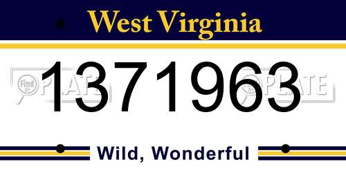 1371963 West Virginia License Plate