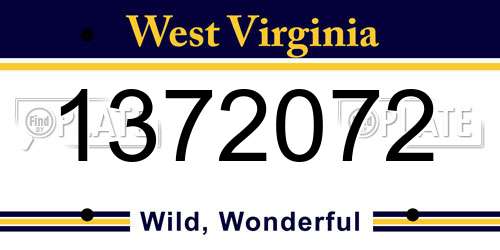 1372072 West Virginia License Plate