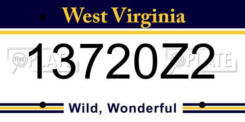 13720Z2 West Virginia License Plate