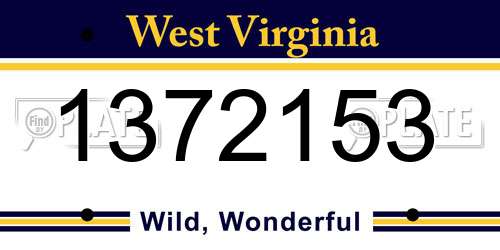 1372153 West Virginia License Plate
