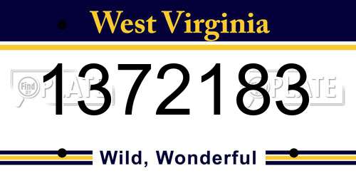 1372183 West Virginia License Plate