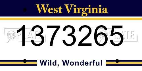 1373265 West Virginia License Plate