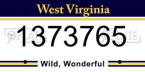 1373765 West Virginia License Plate