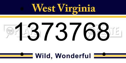 1373768 West Virginia License Plate