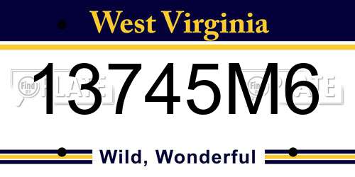 13745M6 West Virginia License Plate