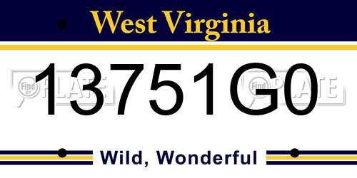 13751G0 West Virginia License Plate