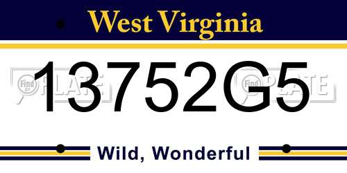 13752G5 West Virginia License Plate