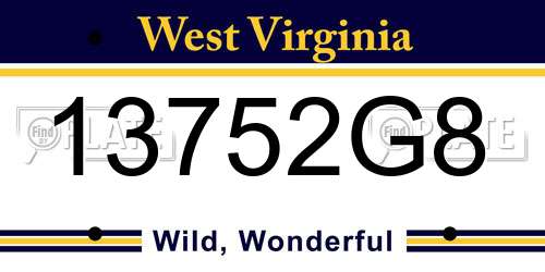 13752G8 West Virginia License Plate