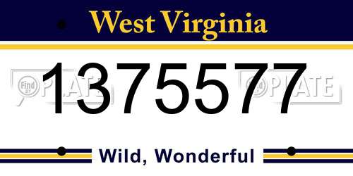 1375577 West Virginia License Plate