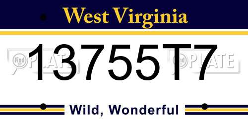 13755T7 West Virginia License Plate