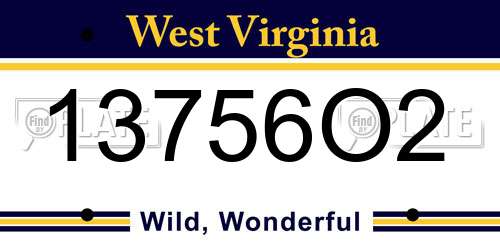 13756O2 West Virginia License Plate