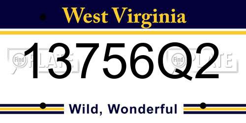13756Q2 West Virginia License Plate