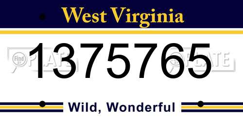 1375765 West Virginia License Plate
