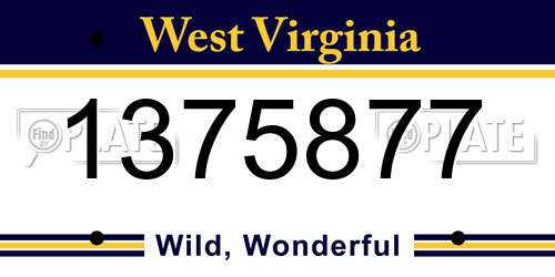 1375877 West Virginia License Plate