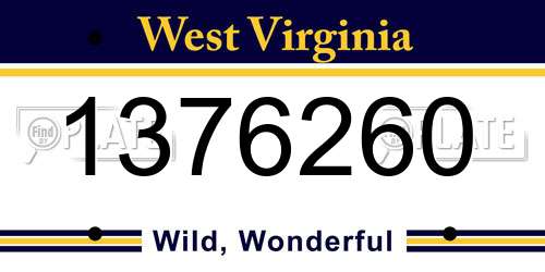 1376260 West Virginia License Plate
