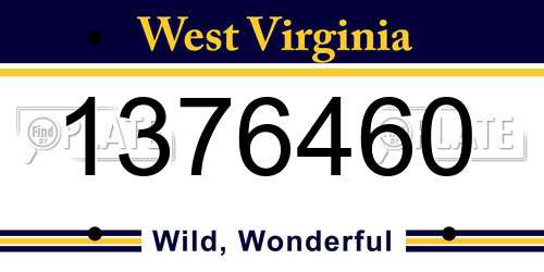 1376460 West Virginia License Plate