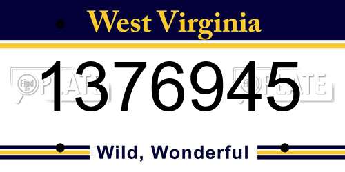 1376945 West Virginia License Plate