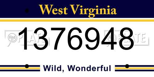 1376948 West Virginia License Plate