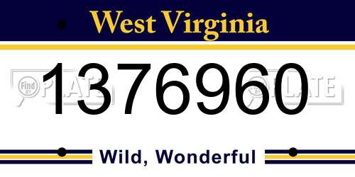 1376960 West Virginia License Plate