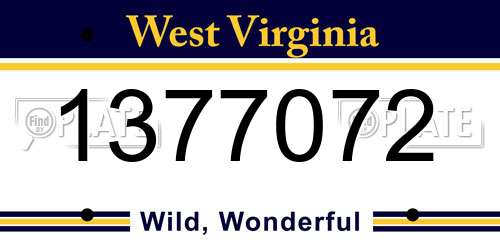 1377072 West Virginia License Plate