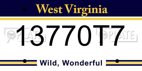 13770T7 West Virginia License Plate