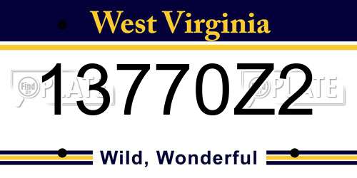 13770Z2 West Virginia License Plate