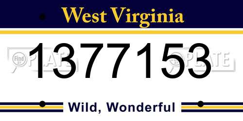 1377153 West Virginia License Plate